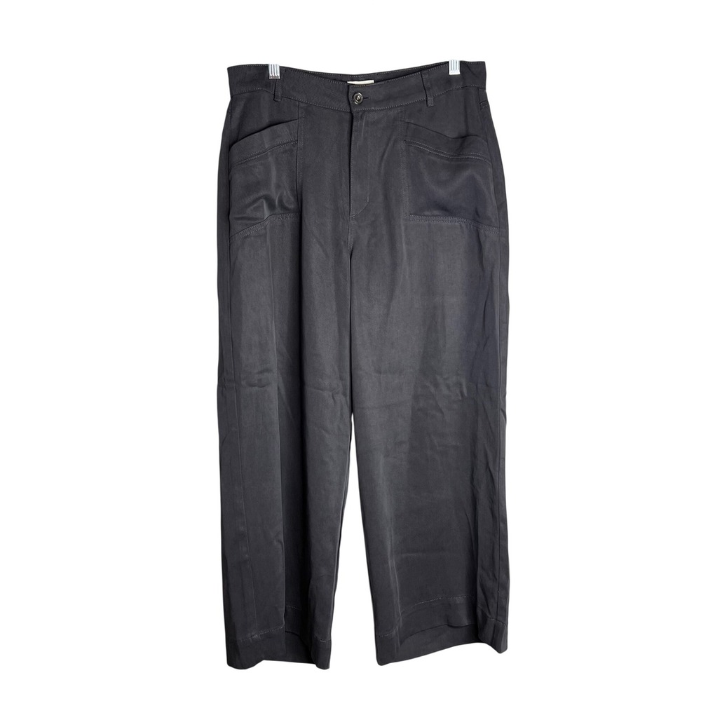 Joie Lyocell Wide Leg Crop Pant Size 12 High Rise Utility Patch Pocket Gray NEW